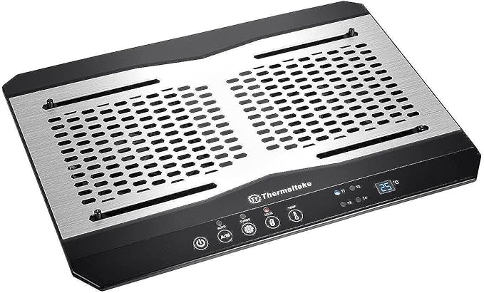 Thermaltake Massive TM Aluminum Panel Dual 120mm Fans Adjustable Temperature Sensor 10-17 Laptop Notebook Cooling Pad CL-N002-PL12BL-ABlack
