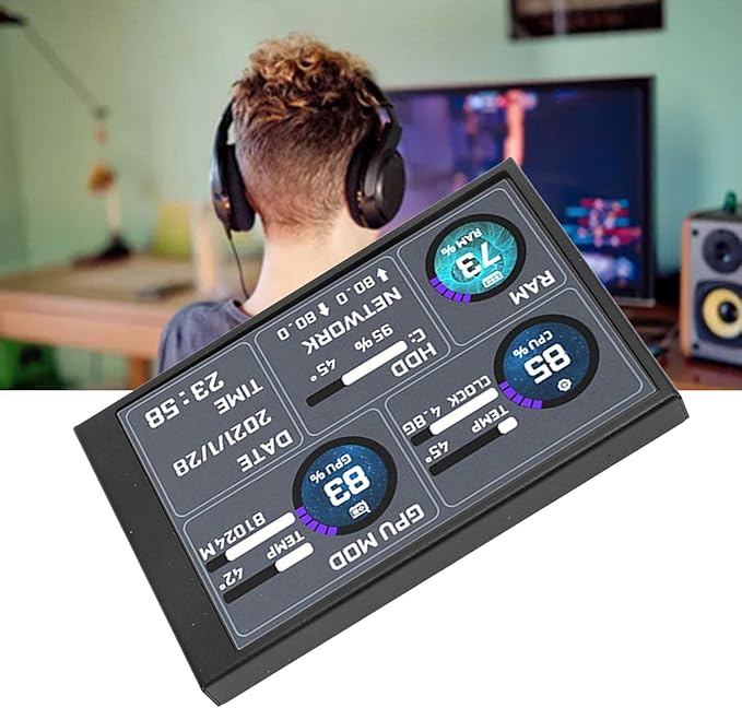 3.5Inch IPS Secondary Screen: Portable Small Portable Monitor for PC USB C Computer Temperature Display Sub Screen Computer Temp Screen