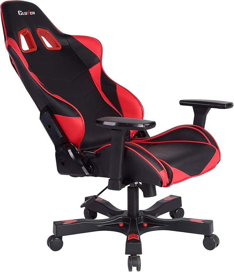 Clutch Chairz Crank Series Gaming Chair - Premium Ergonomic Design Lumbar and Head Support Pillows - Black/Red