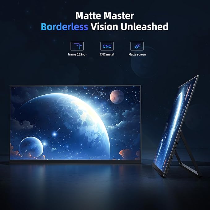 Portable Monitor 18.5” | 120HZ 1ms Gaming Monitor | 125% sRGB | FreeSync HDR | 350Nits | USB-C &amp HDMI | VESA &amp Stand | Large Travel External Second Screen for Laptop Computer Game Consoles