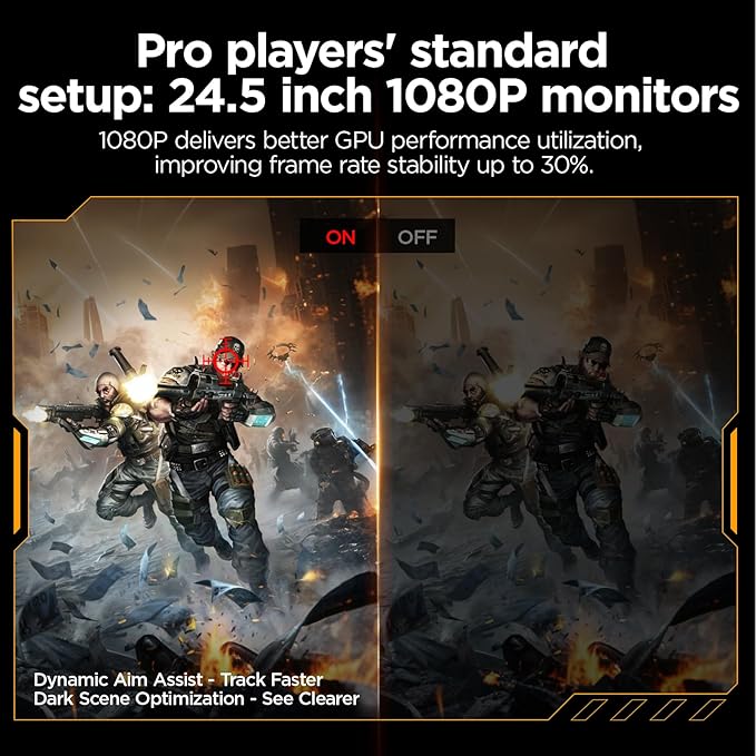 KOORUI G2511E 24.5 Inch Gaming Monitor 320Hz 1ms Fast IPS PC Monitor FHD 1080P HDR 400 95% DCI-P3 Color Gamut Adaptive Sync Compatible Ergonomic Stand HDMI 2.0 &amp DP 1.4 Black