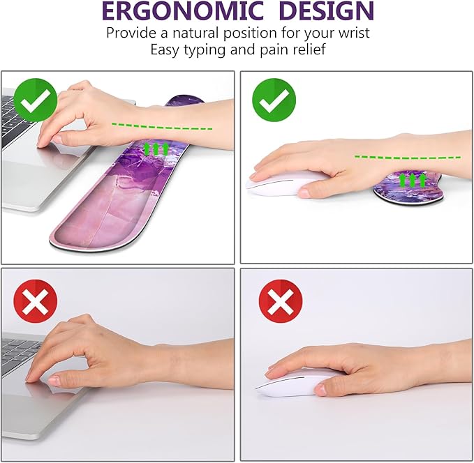 DINKY Keyboard Mouse Pad Set Large Gaming Mousepad + Memory Foam Ergonomic Keyboard Wrist Rest Support Easy Typing Pain Relief 4Pcs (35.4 x 15.8) Extended Desk Mat-Abstract