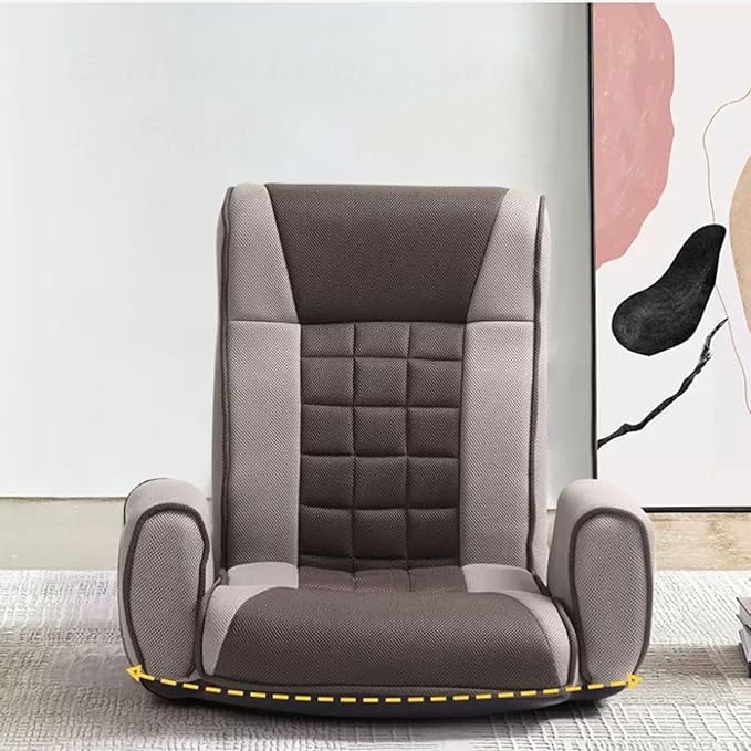 Aimeryup Armrest Legless Chair Metal Foldable Adjustable Height Fabric Cushion Lazy Living Room Hotel 64X48X63CM(Size:64X48X63CMColor:A)