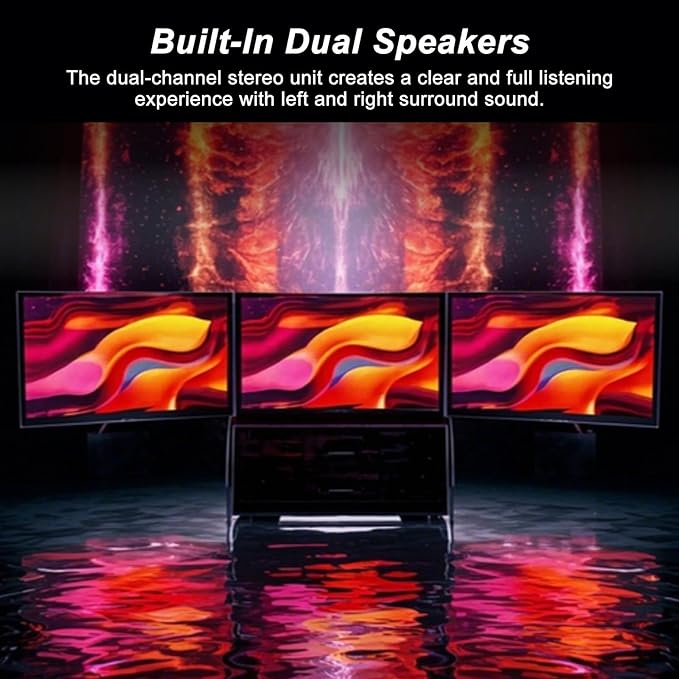 Triple Monitor Laptop Screen Extender IPS Display 100% sRGB Built-in Speakers Adjustable Height Stand
