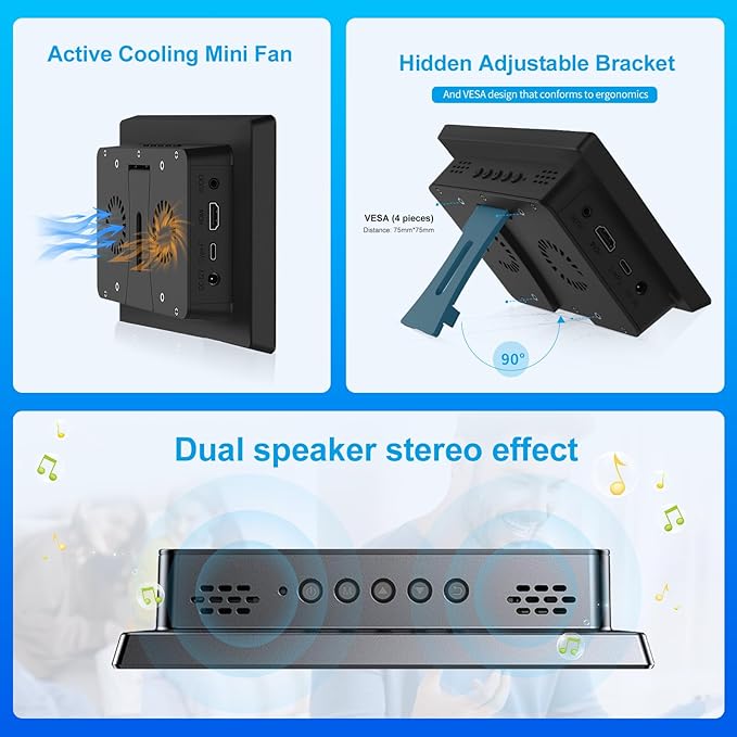 8 Inch Touchscreen for Raspberry Pi5-Point 1280 * 800 IPS Touchscreen Portable Monitor with HDMI Interface Dual-Speaker for Raspberry Pi 5/4B/3B+/3B/B+ Jetson Nano Win11/10/8/7 (8 inch (1280*800))