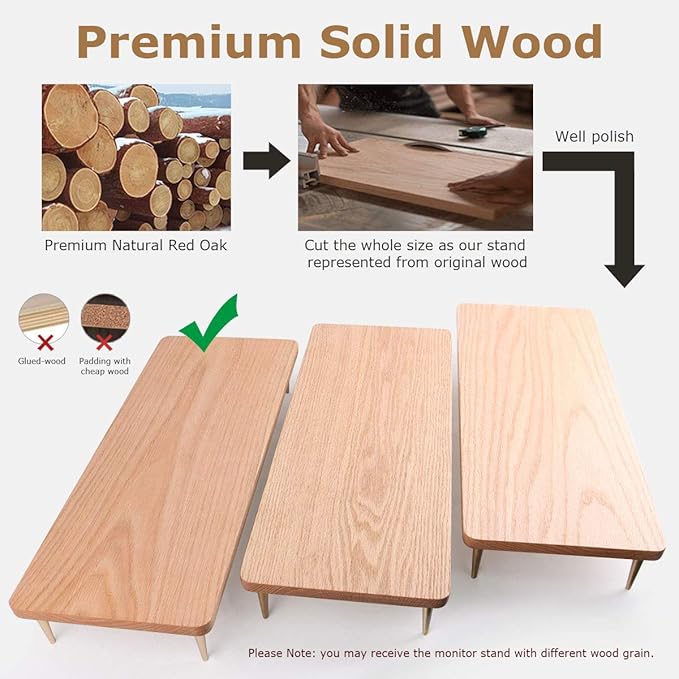 Monitor Stand Wood Riser with 4 USB Ports Computer Monitor Stand with America Walnut Data Transfer Charging Hub -Compatible with Computer Mac PCs Smartphone 20.5*8.3in