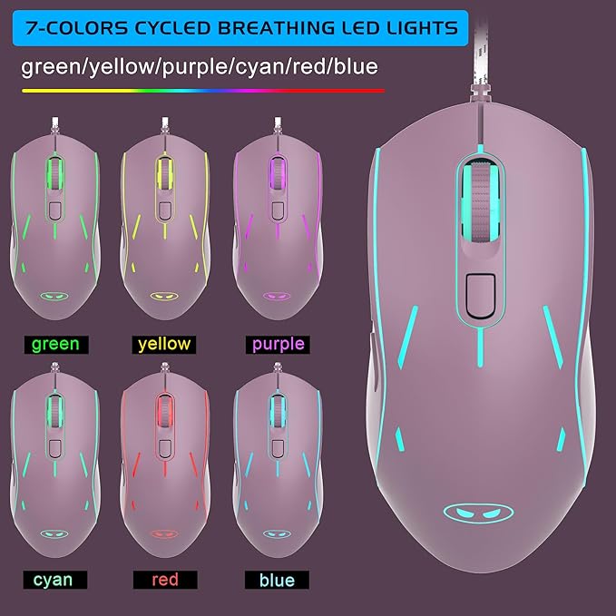 Gaming Keyboard and Mouse Combo K1 RGB LED Backlit Keyboard with 104 Key Computer PC Gaming Keyboard for PC/Laptop (Blackcurrant)