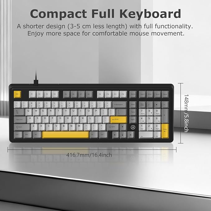 FIRSTBLOOD ONLY GAME. AK980 101-Key Hot-Swappable Mechanical Keyboard Gasket Mount RGB Backlit Programmable Macro Full N-Key Rollover with Dreamscape Linear Switches (Starfall Gray)