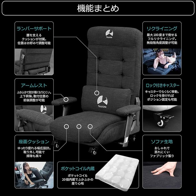 Bauhutte GX-350-WH Gaming Sofa Chair White Size (W x D x H): 26.0 x 28.7-52.0 x 36.2 inches (66 x 73-132 x 92 cm) (Including casters) Seat Height: 9.8 inches (25 cm)