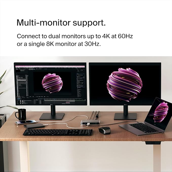Belkin Connect Thunderbolt 4 Docking Station 5-in-1 USB-C Multiport Core Hub w/ 96W Power Delivery for Mac Windows Single 8K or Dual 4K Display Thunderbolt 4 Cable &amp Power Supply Included