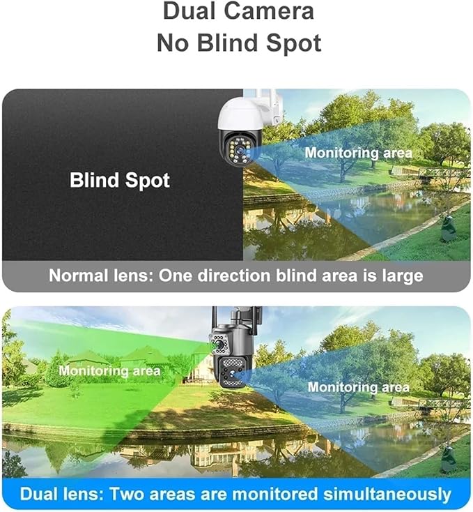 8MP 4K WiFi IP Camera Dual Lens PTZ 4G SIM Card Outdoor Webcam Alarm 10X Zoom Smart Home CCTV Security Protection Monitor Cam(EU Plug4G Camera ADD 128G)