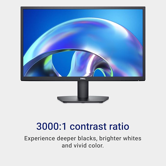 Dell 24 SE2425H Monitor - 23.8-Inch Full HD (1920x1080) VA Panel 5ms Response Time Tilt Certified by TÜV Rheinland for 3-Star Eye Comfort - Black