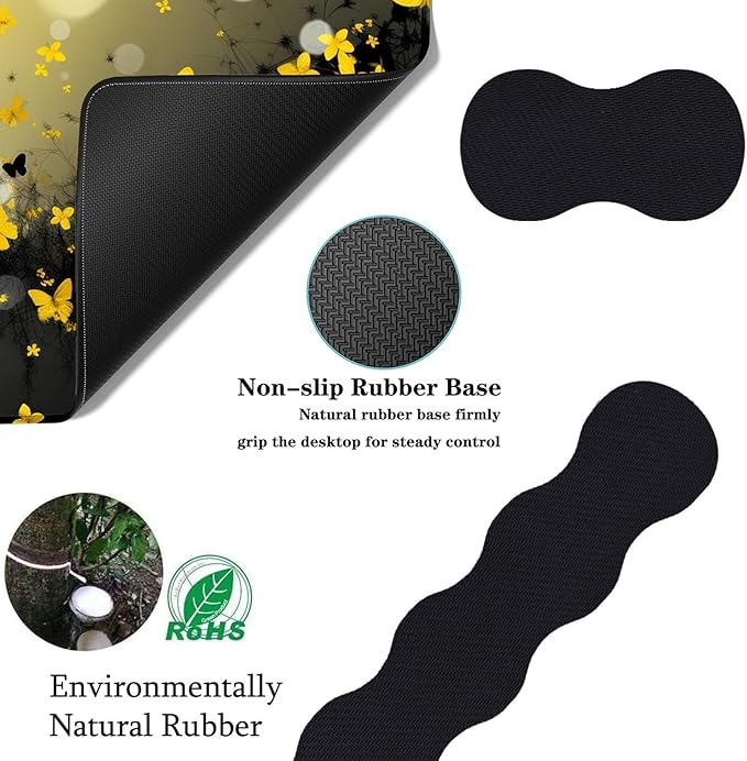 Keyboard Wrist Rest+Mouse Wrist Pad+Desk Pad SetMemory Foam Ergonomic Easy Typing Pain Relief for Computer Laptop Office Home - Flowers and Butterflies