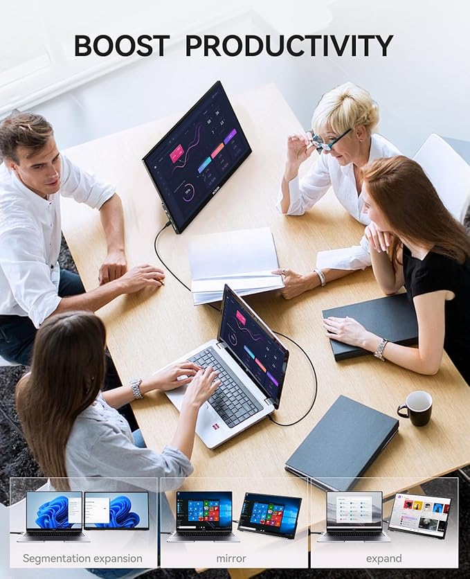 15.6 Inch Portable Monitor 4K UHD 3840x2160P/w SleeveMetal Shell &amp Kickstand &amp Dual SpeakerGaming MonitorTravel MonitorPlug&ampPlay for LaptopPCPhoneXboxPS4/5SwitchPi Black PMT-1