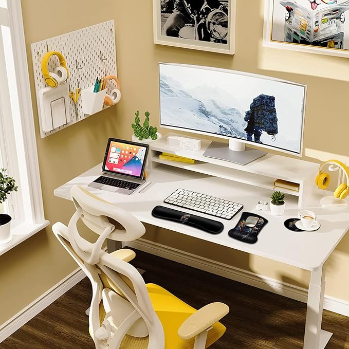 Keyboard Wrist Rest and Mouse Pad Wrist Support Set Ergonomic Gel Mouse Pad Wrist Rest with Non-Slip Base for Home Office Desk Pad Easy Typing Cool Painted Dinosaur Black Gaming Mouse Mat