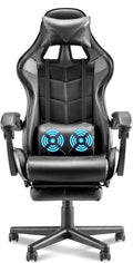Huracan Gaming Computer Chair with Footrest Adjustable Video Game Chairs for Adults Heavy Duty Office Chair with Headrest and Lumbar Support Black