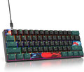 60 Percent Gaming Keyboard Mechanical with Linear Red Switch 60% Wired Ultra-Compact Mini Keyboard Rainbow with PBT Keycaps for Ps4/Ps5/Xbox(61 Green)