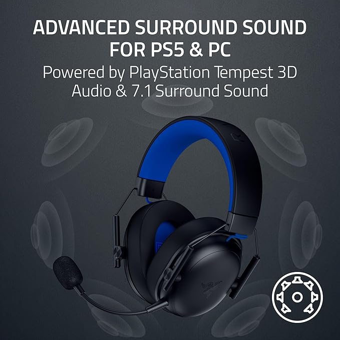 Razer BlackShark V3 X HyperSpeed Wireless Gaming Headset for PS5: 50mm Drivers - Cardioid Mic - 2.4 GHz Bluetooth - Works with PC Mac Nintendo Switch Smartphone - Long Battery Life - Black