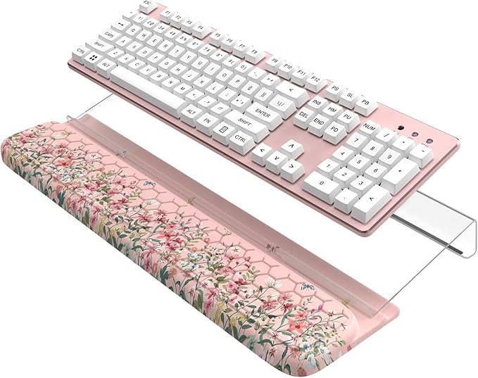 HAOCOO Ergonomic Keyboard Rest Wrist PadComfortable Keyboard Wrist Rest Holder 3-Level Height Adjustment Acrylic Keyboard Stand Easy Typing Desk Accessories Aesthetic Keyboard Riser for Desk