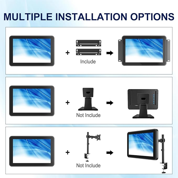 10.1 Inch Capacitive Touch Screen Monitor 10-Point Multi-Touch Industrial Display 1280x800 IP65 Front Waterproof HD-MI &amp VGA Port Full Black Open Frame Touch Screen Monitor