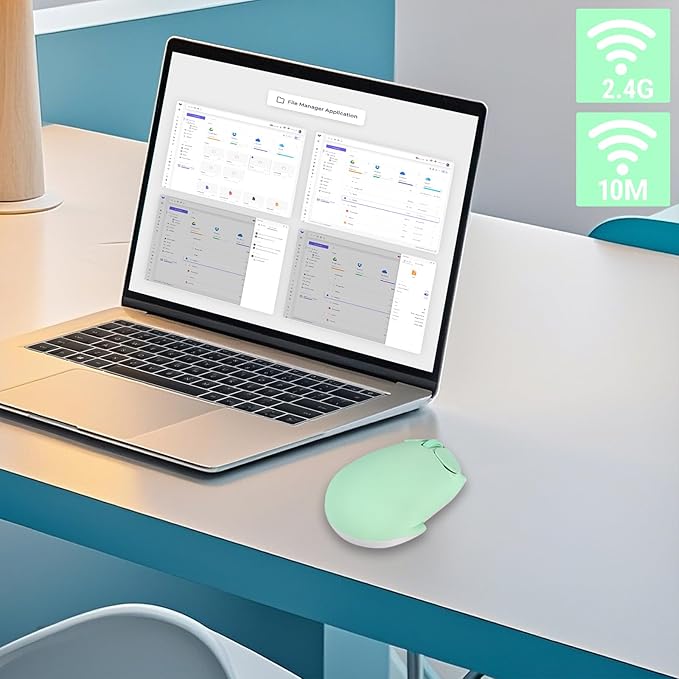 Cute Pig Design Wireless Mouse - Dual Mode Bluetooth &amp USB Silent Operation Ergonomic Ideal for Laptops &amp PCs for Animal Lovers and Family (Green)