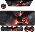 Ergonomic Keyboard Wrist Rest &amp Mouse Pad Wrist Rest SetXL Gaming Desk Mat 31.5x 11.8Non-Slip BaseMemory FoamEasy Typing Pain Relief for Office &amp HomeDark Dragon Pink Lightning