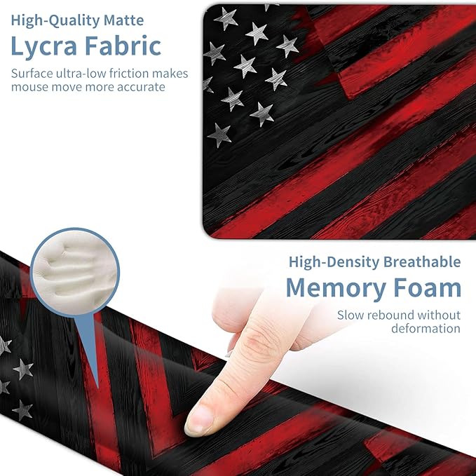 Keyboard Wrist Rest + Mouse Pad + Mouse Wrist Rest Support Set + Coaster Ergonomic Memory Foam Mouse and Keyboard Pad Set for Laptop Computer Office Home Working Gaming Wood Grain Flag