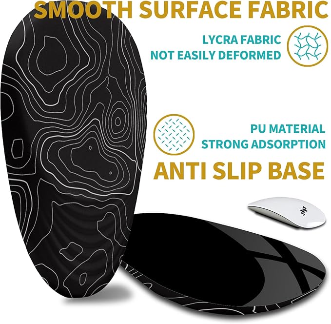 Hokafenle Ergonomic Mouse Pad Wrist Support with Stepped-wedge Design Wrist Rest Pain Relief Mousepad Filled with Memory Foam Carpal Tunnel Mousepad for Wireless Mouse(12x8 inch Topographical Line)