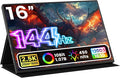Portable Monitor 16 inch 2K QHD 2560X1600 450 Nits 106% sRGB 144 Hz HDR HDMI USB-C Travel Monitor for Laptop Mac PC Surface PS5 Xbox External Display with Cover &amp Speakers VESA Compatible