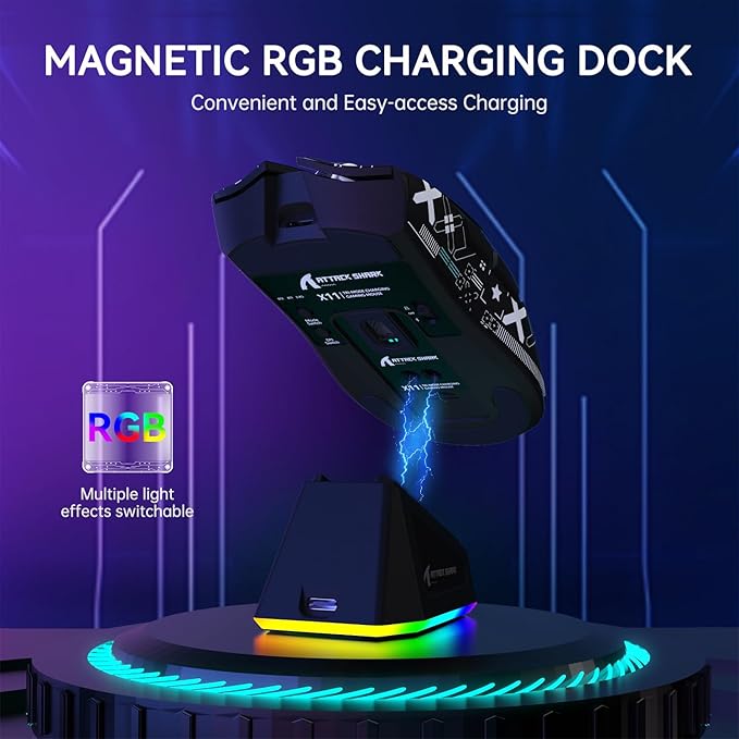 ATTACK SHARK X11 &amp X68 PRO HE Wireless Gaming ComboRapid Trigger Hall Effect Magnetic Switch 8K KeyboardUltra-Light 22K DPI PAW3311 Optical Sensor MouseRGB Backlit Tri-Mode with Coiled Cable-Bl
