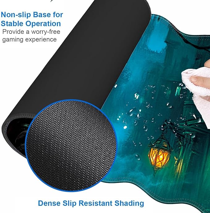 Large Gaming Mouse Pad Keyboard Wrist Rest Pad &amp Wrist Support Mousepad Set Stitched Edge Extended Non-Slip Base Memory Foam Desk Mat for Office HomeFunny Skull