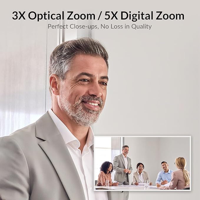 4K Conference Room Camera System AI Auto-Tracking PTZ Camera 15x Zoom(3x Optical) with Bluetooth Speakerphone Set 120° Wide-Angle 16-Foot Mic Pickup for Zoom YouTube Teams OBS and More