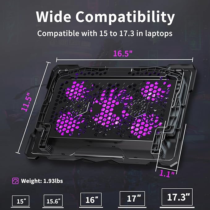 AICHESON Gaming Laptop Cooling Stand and S035 Purple Laptop Cooler Set