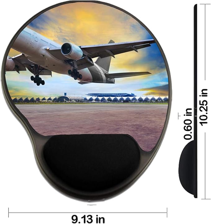 MSD Mousepad Wrist Rest Protected Mouse Pads Mat with Wrist Support Passenger Jet Plane Landing on air Port Runways agai