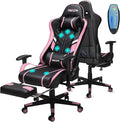 Douxlife 7-Point Massage Gaming Chair with Footrest 400lbs Heavy Duty Ergonomic Computer Chair 175° Reclining High Back Racing Seat for Adults with Adjustable Armrests &amp Lumbar Support Black Pi