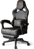 VITESSE Big and Tall Gaming Chair with FootrestErgonomic Video Gaming Chair with Oversized Headrest and Lumbar Support for Adults 400lb Weight CapacityComputer Chair for Office or Gaming (Orange)