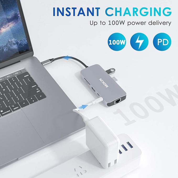 USB C Adapters for MacBook Pro/AirMac Dongle with 3 USB PortUSB C to HDMI USB C to RJ45 EthernetMOKiN 9 in 1 USB C to HDMI Adapter100W Pd Charging USB C to SD/TF Card Reader USB C Hub