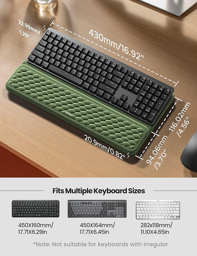 Vaydeer Wrist Rest with Keyboard Stand Computer Wrist Support Pad Ergonomic Keyboard Riser Holder Lifter Tray with Wrist Pad Soft Memory Foam Desk Cushion Palm Hand Typing for Office Home School