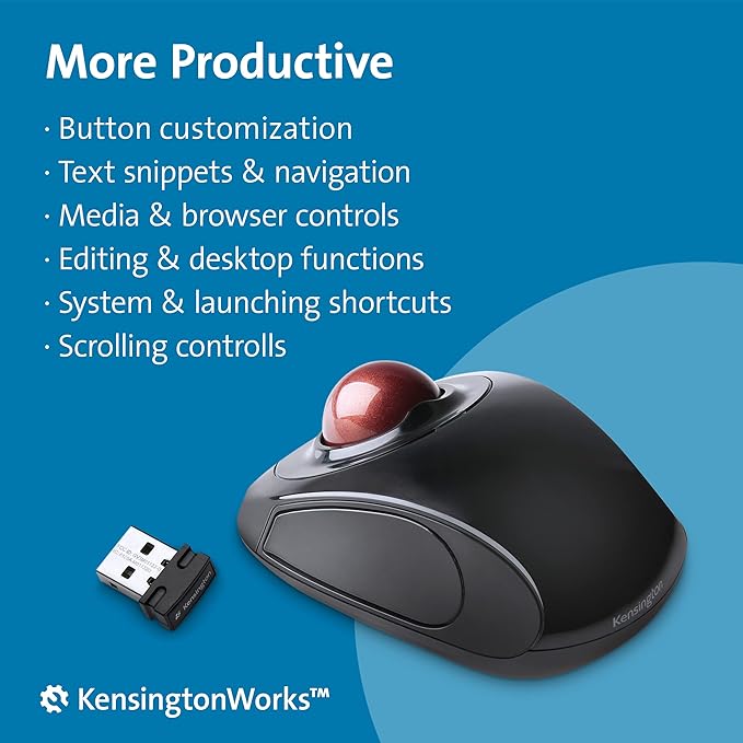 Kensington Orbit Wireless Trackball Mouse with Touch Scroll Ring (K72352US)Black