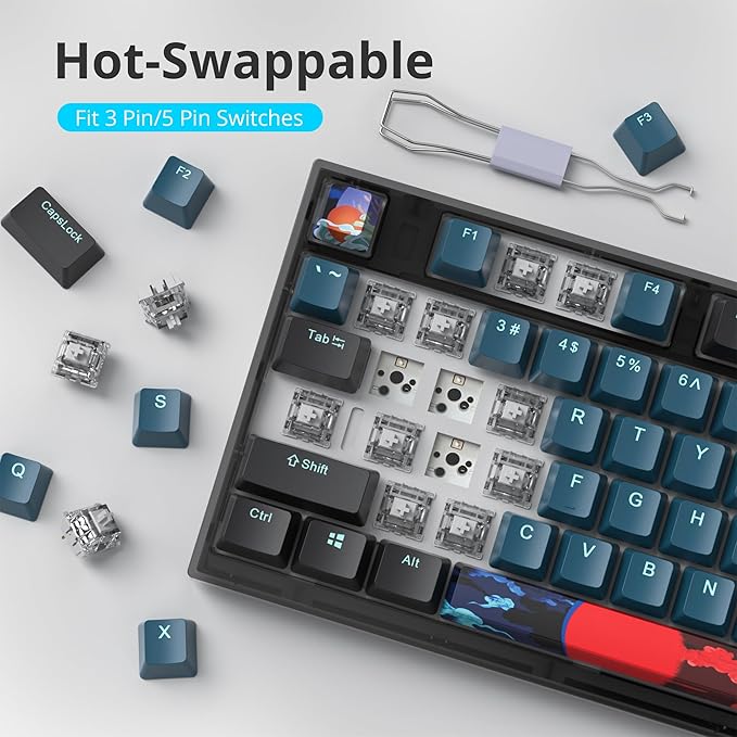Guffercty kred 75% Percent Keyboard Gasket Mount Hot-swappable RGB Wired Mechanical Gaming Keyboard Programmable with Quiet Pre-lubed Switches for Mac/Win (75% Monster)