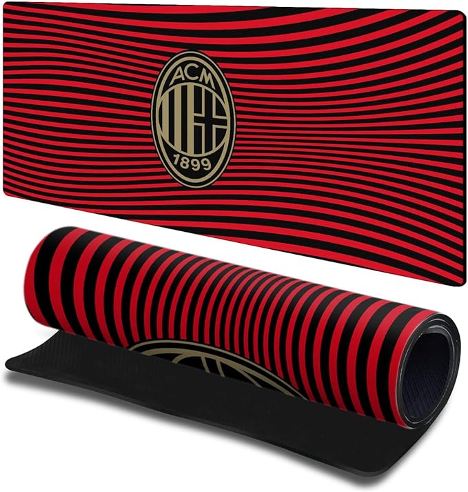 Head Case Designs Officially Licensed AC Milan Red Stripes Crest Logo 23.62 x 11.81 x 0.12 inches (600 x 300 mm) - L Gaming Office Desk PC Keyboard Mouse Mat Pad