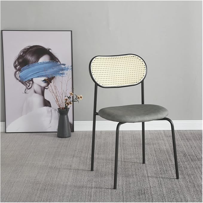 Adjustable Office Computer Chair with Armrest Dining Chair Coffee Shop Leisure Rattan Armchair Kitchen Furniture(Gray)