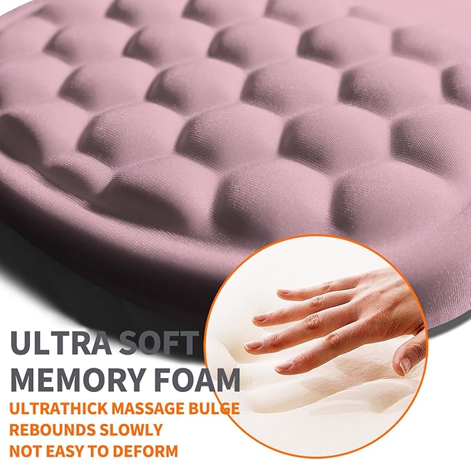 Ergonomic Joint Wrist Support Mouse Pad with Memory Foam Cushion Massage Bump Carpal Tunnel Pain Relief Mousepad Slope Design for Wrist Rest 11.8x7.9 in Thistle