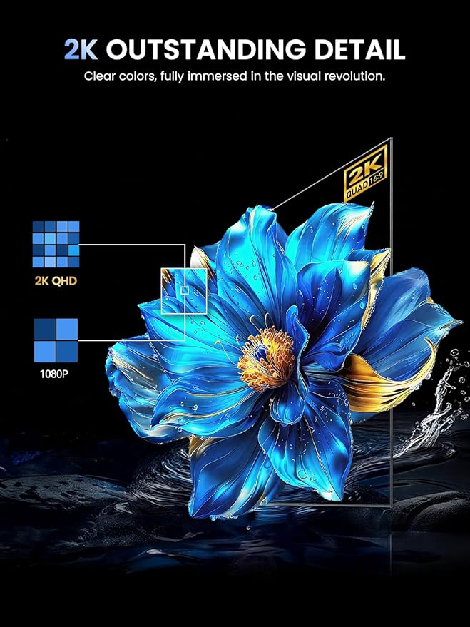 UPERFECT 24.5 2K Portable Monitor 165Hz Gaming Monitor 1ms FreeSync HDR IPS Large Mobile Screen Built-in 180° Adjustable Stand/VESA USB-C HDMI Second Screen for Laptop Phone Game Console