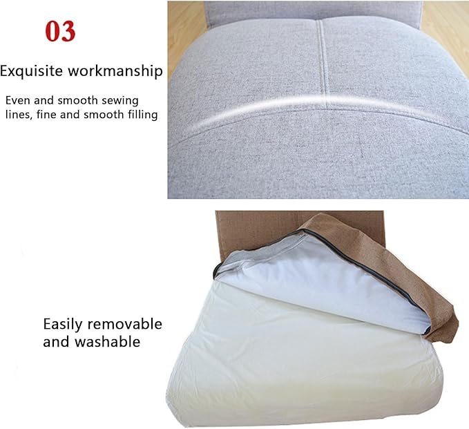 Floor Chair with Back Support Folding Sofa Chair with 5 Adjustable Position Padded Sleeper Bed Couch Recliner Floor Gaming Chair Beige-45x108cm