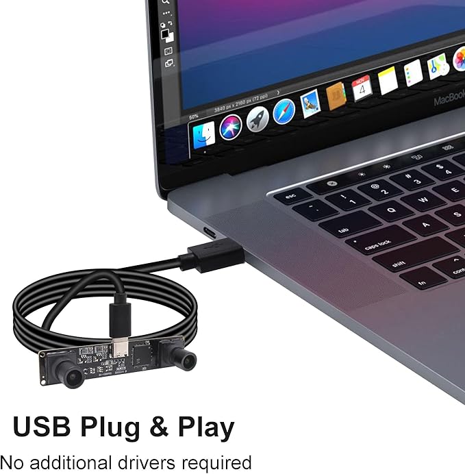 MMlove USB Stereo Camera Synchronous Dual Lens 1080P 60FPS Camera Module 4MP 3D Webcam 117° Wide Angle View Lightburn Webcam USB2.0 Plug &amp Play for VR Face Recognition StreamingPC/Laptop/Raspberr
