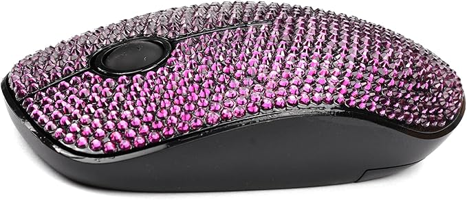 Bling Dazzling 2.4G Wireless Mouse Covered with Crystal Diamond Rhinestone for Laptop Notebook PC Computer MacBook Great Gift idea for Her - Light Purple