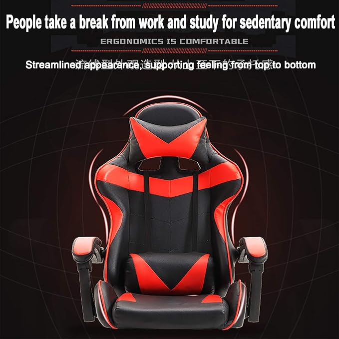 Office Chair Gaming Chair Computer Chair Andrgonomic Swivel Computer Chair with Headrest FootrestHigh Back Gaming Chair Racing Game ChairHeight Adjustable Gamer Chair PU Leather Office Cha