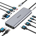 USB C Laptop Docking Station Dual Monitor Dual HDMI 4K DP Triple Display Hub 13 in 1 MOKiN USB C Hub with 3 Monitors DisplayPort USB 3.1 RJ45 100W PD Card Reader Audio/Mic for Dell HP Lenovo