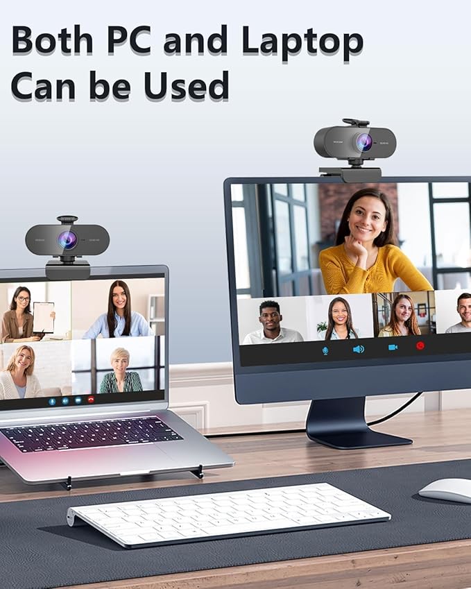 2K Webcam for pc with MicrophonePrivacy Cover Slider Streaming Web cam for Mac LaptopUSB External Computer Camera for DesktopBest Full Hd face cam for Video ConferenceGamingZoomTeams